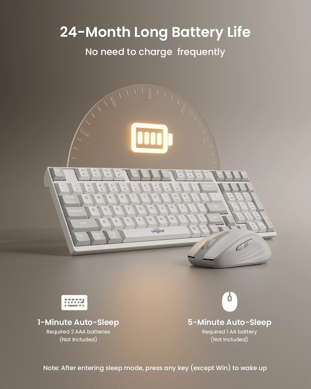 2.4G Wireless Keyboard and Mouse Combo,Compact Full-Size (98 Keys) Keyboard,Silent Touch ,6-Button & 3-DPI Quiet Wireless Mouse,Portable Kit for Windows Computer PC Mac OS Laptop