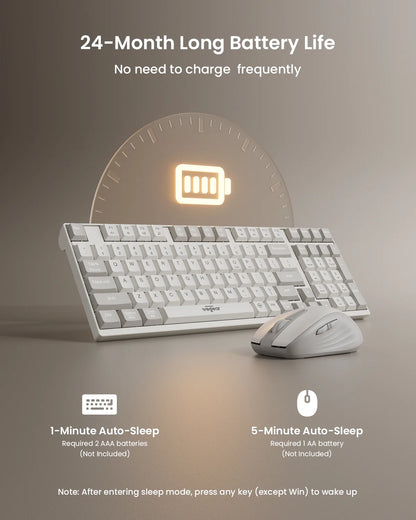 2.4G Wireless Keyboard and Mouse Combo,Compact Full-Size (98 Keys) Keyboard,Silent Touch ,6-Button & 3-DPI Quiet Wireless Mouse,Portable Kit for Windows Computer PC Mac OS Laptop
