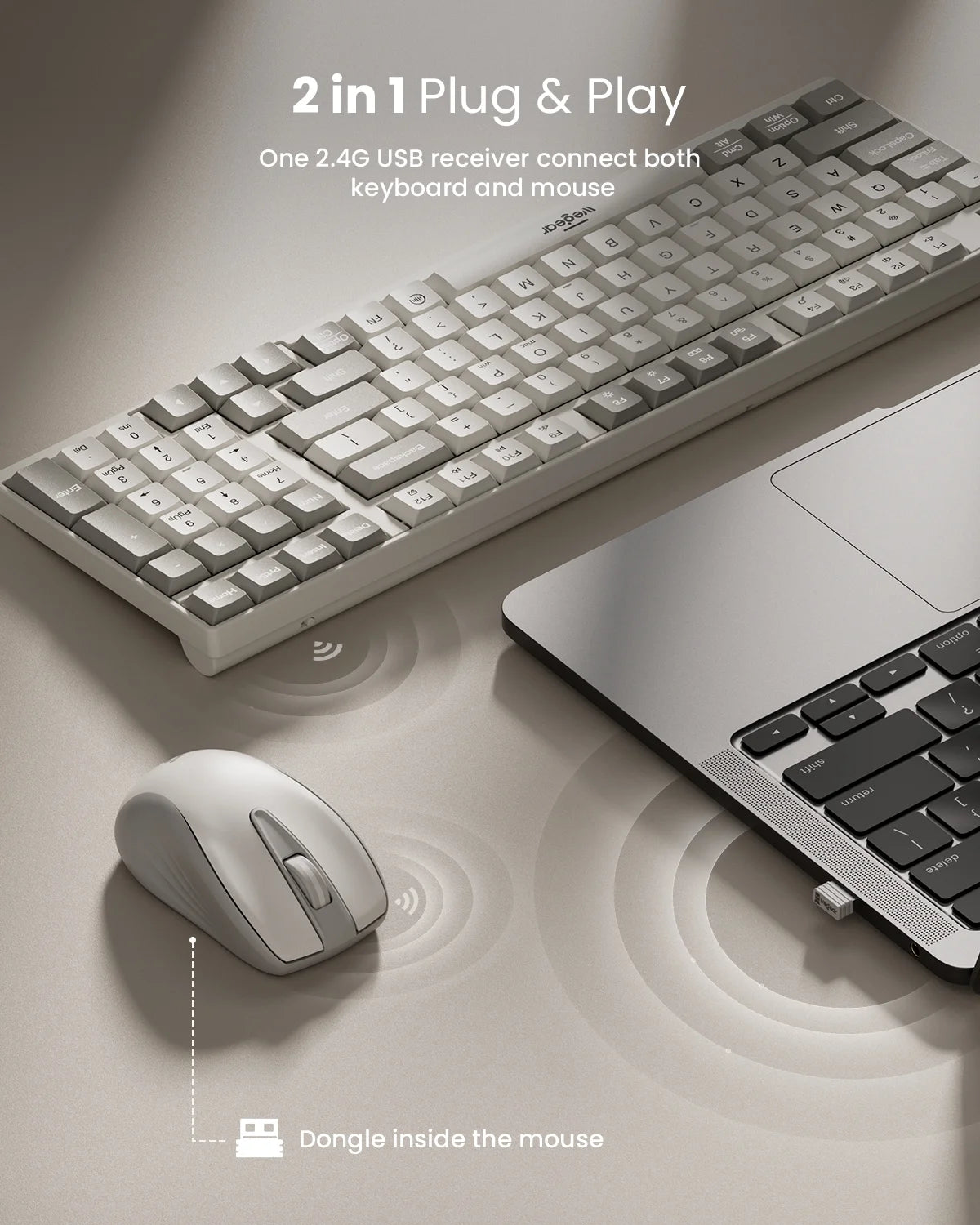 2.4G Wireless Keyboard and Mouse Combo,Compact Full-Size (98 Keys) Keyboard,Silent Touch ,6-Button & 3-DPI Quiet Wireless Mouse,Portable Kit for Windows Computer PC Mac OS Laptop